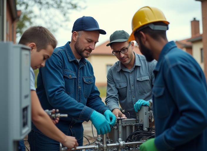 Team ReteViva Solutions durante l’installazione di infrastrutture
